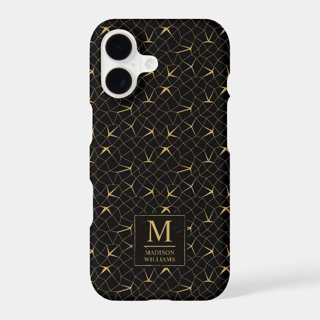Black and Gold Glitter Luxury Geometric Pattern (Back)
