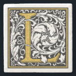 Black And Gold Glitter Monogram L Floral Accents Stone Coaster<br><div class="desc">Elegant floral monogram gold glitter texture print letter L. Black and gold glitter border with transparent background.
 You can request any letter with this style by emailing me.</div>