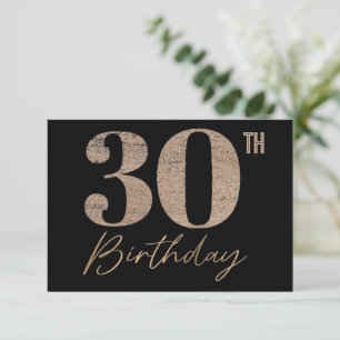 Black and Gold Glitter Numeral 30th Birthday Thank You Card