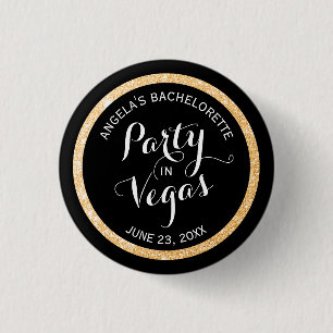 Black and Gold Glitter Party in Vegas Custom 3 Cm Round Badge