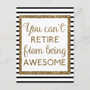 Black and Gold Glitter Retirement Postcard