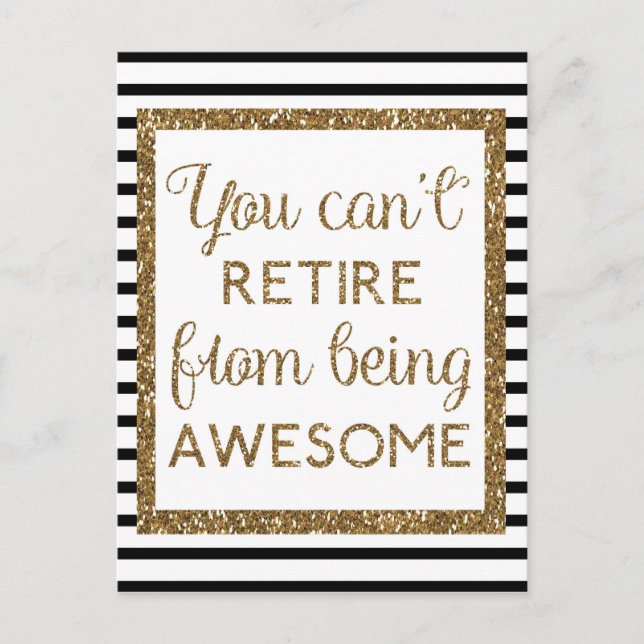 Black and Gold Glitter Retirement Postcard (Front)