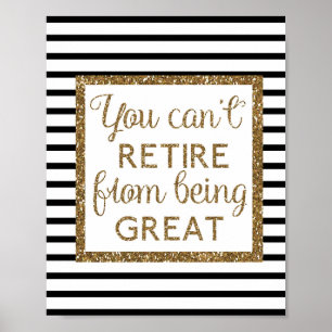 Black and Gold Glitter Retirement Poster