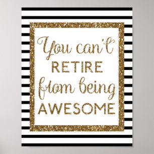 Black and Gold Glitter Retirement Poster