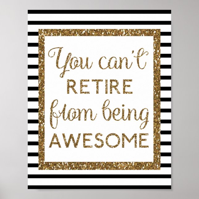 Black and Gold Glitter Retirement Poster (Front)