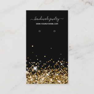 Black and Gold Glitter Signature Earring Display Business Card
