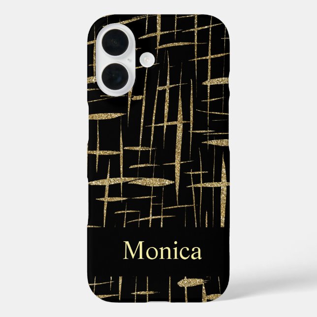 black and gold glitter sparkle custom name Case-Mate iPhone case (Back)