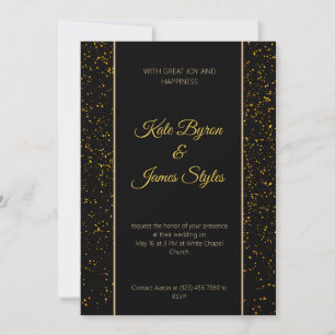 Black and Gold Glitter Wedding Invitation