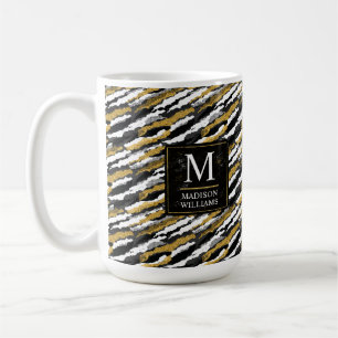 Black and Gold Glitter White Animal Zebra Pattern Coffee Mug