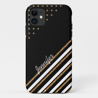 Black and Gold Glittery Custom iPhone 5S Case