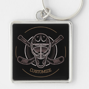 Black And Gold Goalie Mask Key Ring