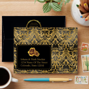 Black And Gold Goth Pattern Envelope