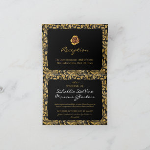 Black And Gold Goth Pattern Invitation
