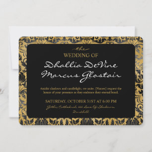 Black And Gold Goth Pattern  Invitation
