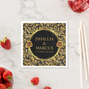 Black And Gold Goth Pattern Napkin