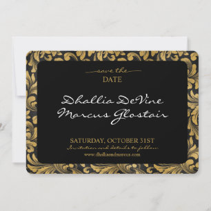 Black And Gold Goth Pattern Save The Date