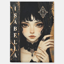 Black and Gold Gothic Anime Girl Personalised