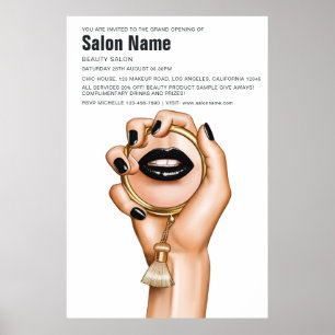 Black and Gold Gothic Beauty Salon Opening Poster