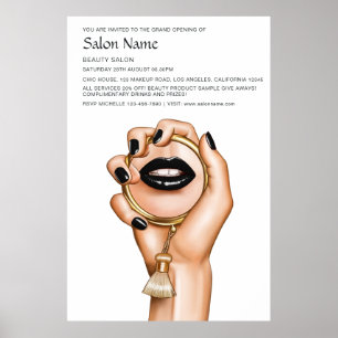 Black and Gold Gothic Beauty Salon Opening Poster