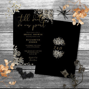 Black And Gold Gothic Roses Floral Bridal Shower Invitation