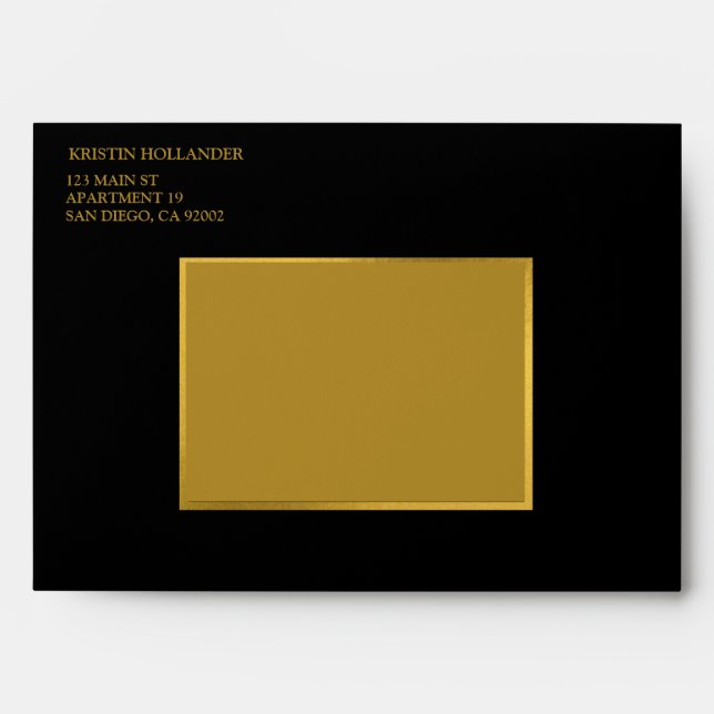 Black and Gold Gothic style with Gold Address Envelope (Front)