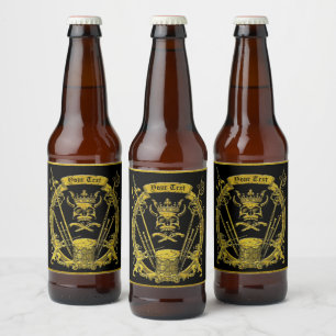 Black and Gold Gothic Tribal Style Beer Bottle Label