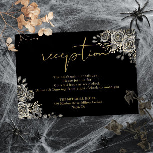 Black And Gold Gothic Wedding Reception Enclosure Card
