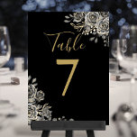 Black And Gold Gothic Wedding Table Number<br><div class="desc">These elegant black and gold roses floral gothic wedding table numbers can be personalised with your table numbers in chic typography. The cards are printed on the front and back (double-sided). Designed by Thisisnotme©</div>