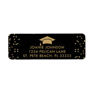 Black and Gold Graduate Cap Return Address