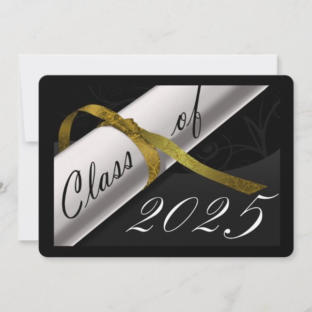 Black and Gold Graduation Announcement (Front)