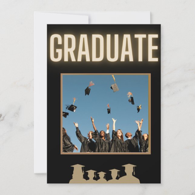 Black and Gold Graduation Announcement  (Front)