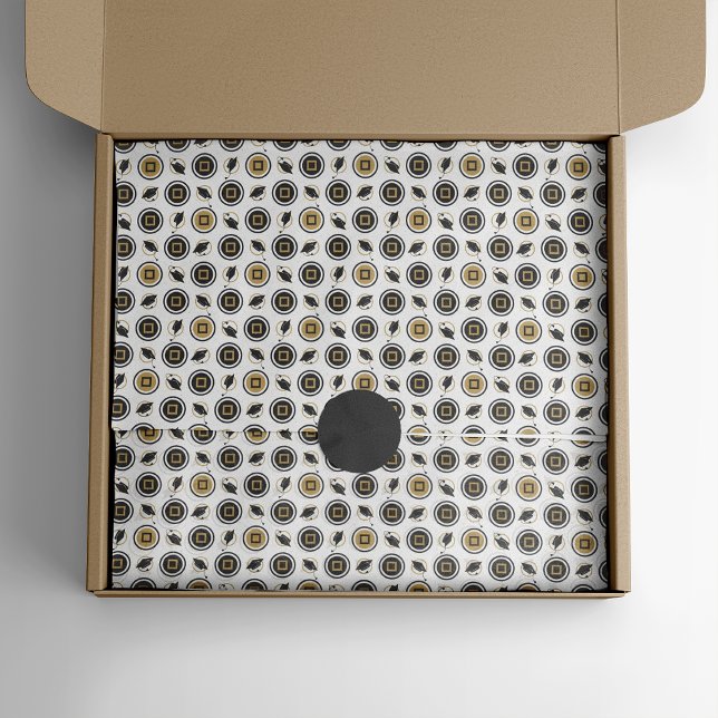 Black and Gold Graduation Cap Pattern Tissue Paper (Creator Uploaded)