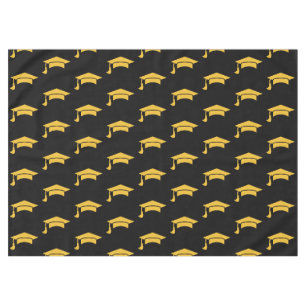 Black and Gold Graduation Cap Tablecloth