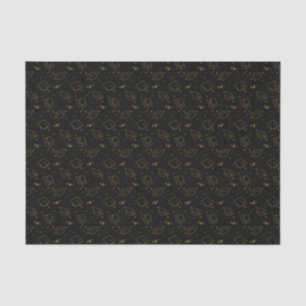 Black and Gold Graduation Cap Toss Tissue Paper
