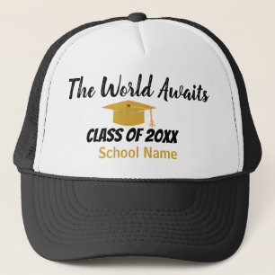 Black and Gold Graduation Class of 2026 Trucker Hat