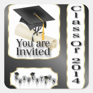 Black and Gold Graduation envelope seal