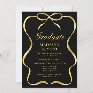 Black and Gold Graduation Grad Party Invitation
