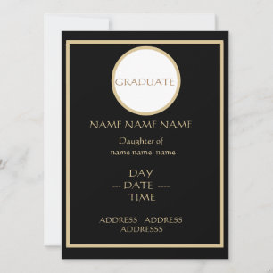 BLACK AND GOLD GRADUATION INVITE