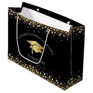 Black and Gold Graduation Large Gift Bag