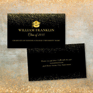 Black And Gold Graduation Name Announcement Card