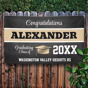 Black and Gold Graduation Party Banner