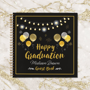 Black and Gold Graduation Party Guest Book