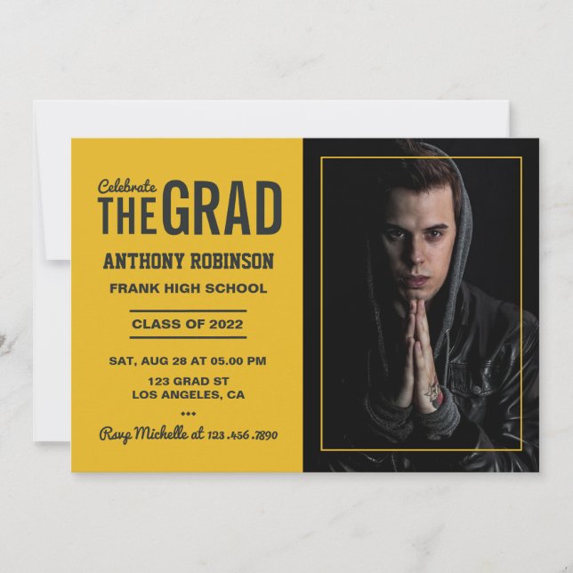 Black and Gold Graduation Party Invitation (Front)
