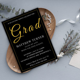 Black and Gold Graduation Party Invitation