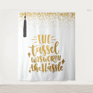 BLACK AND GOLD GRADUATION PHOTO BACKDROP Tapestry