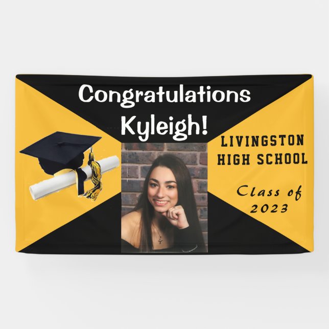 Black and Gold Graduation Photo Banner (Horizontal)
