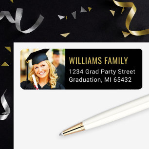 Black and Gold Graduation Photo   Return Address
