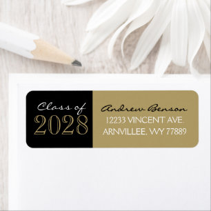 Black and Gold Graduation Return Address Labels