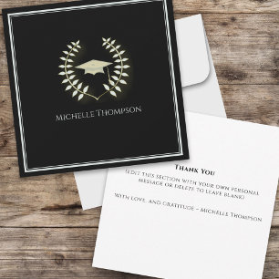 Black and Gold Graduation Thank You Custom Card
