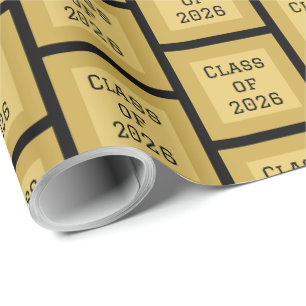 Black and Gold Graduation Wrapping Paper   2026